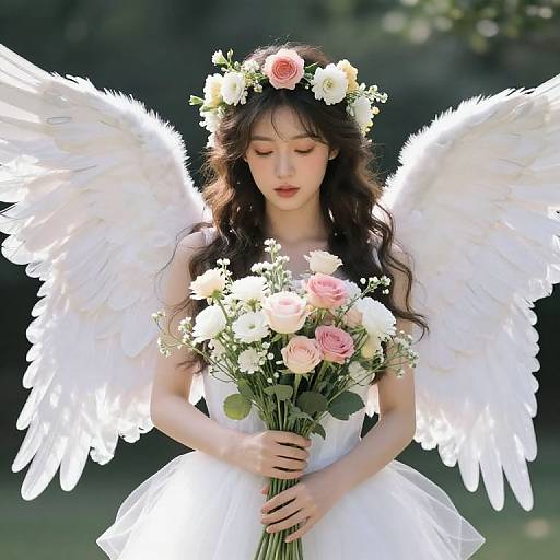 Graceful Female Angel with Wings