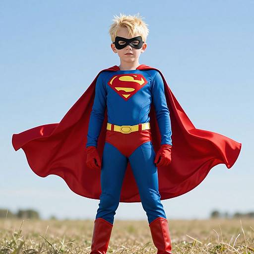Young Hero in Futuristic Superman Costume