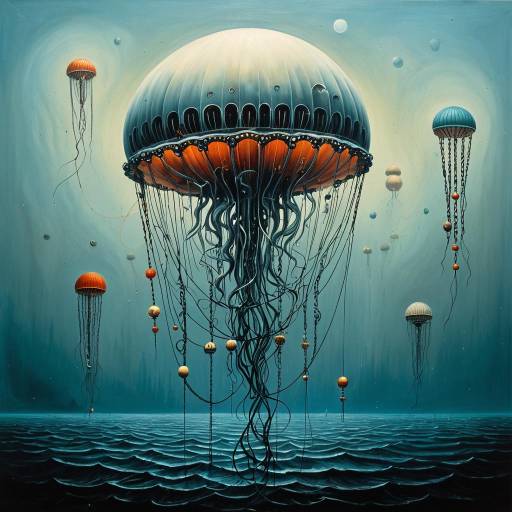 Surreal Jellyfish in Dreamlike Landscape Surreal Jellyfish in Dreamlike Landscape