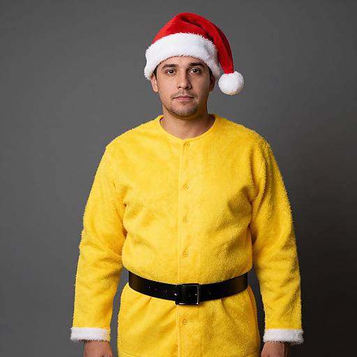 Man in Yellow Santa Outfit