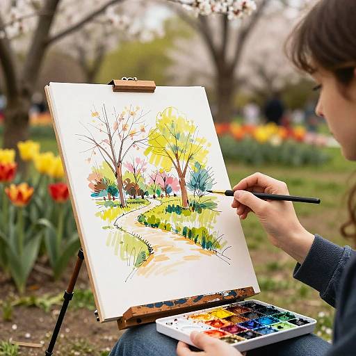 Outdoor Watercolor Sketching in Park