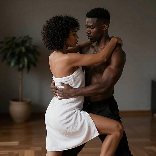 Intimate Dance in Dimly Lit Room