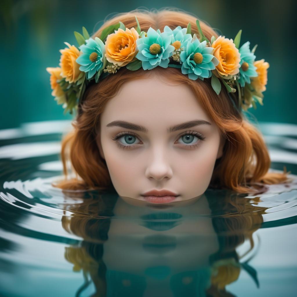 Ethereal Girl with Flower Crown Portrait