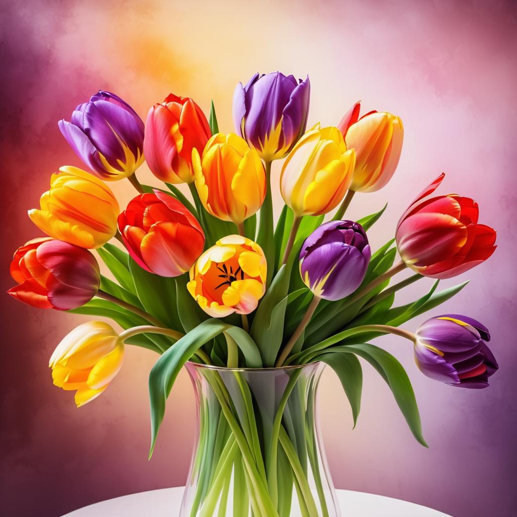 Vibrant Tulip Bouquet in Cassatt Style