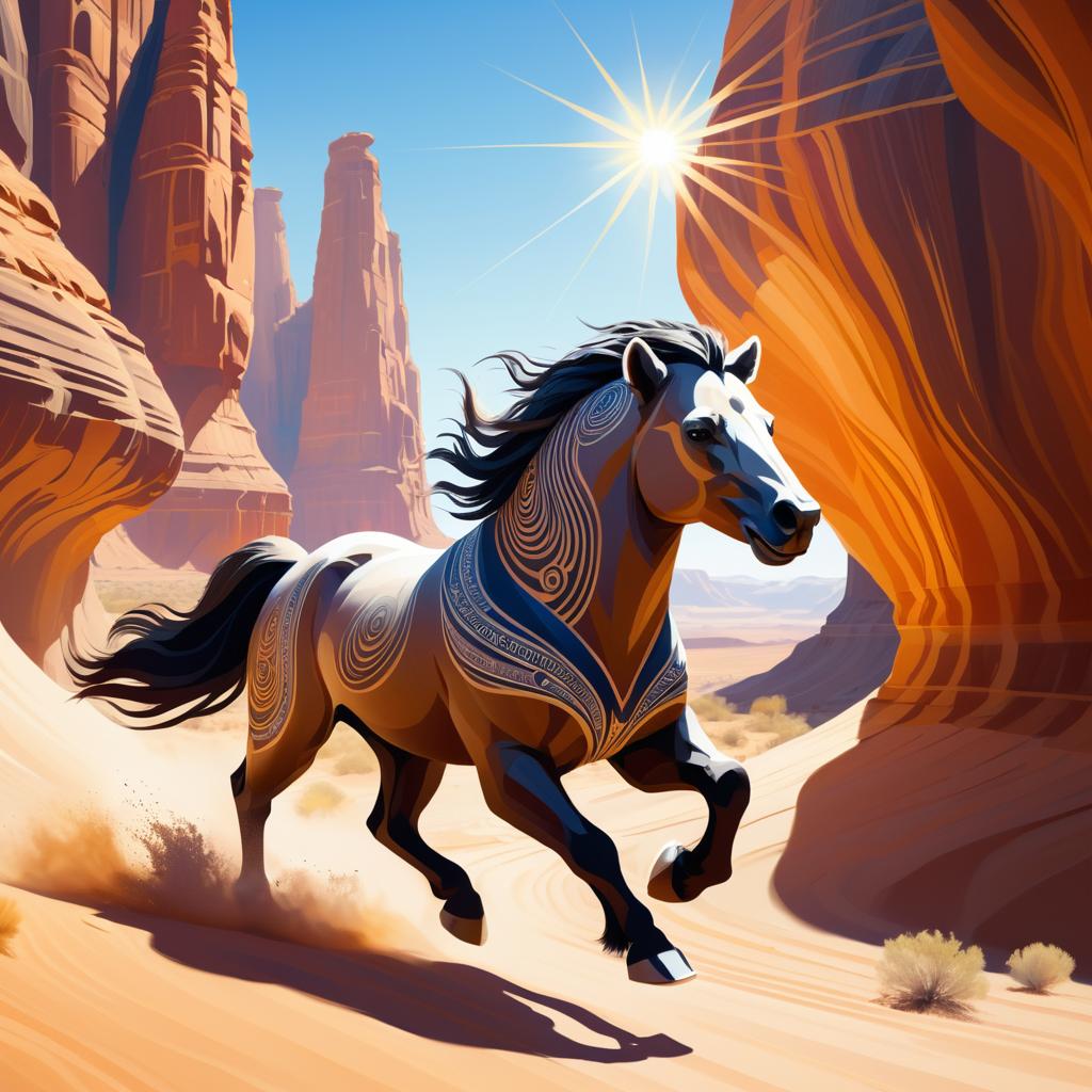 Sleek Centaur-Bear Galloping in Canyon