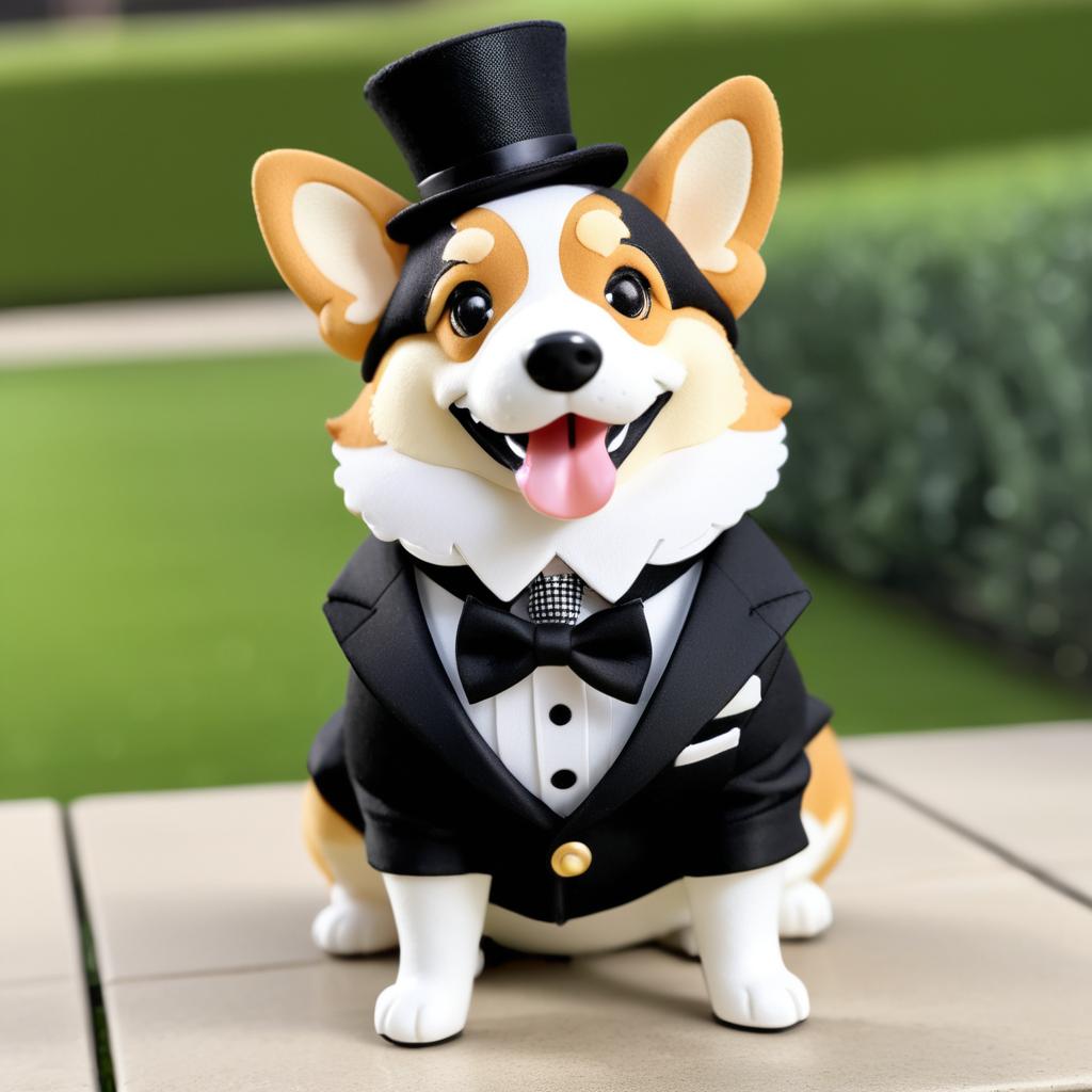 Corgi Dressed Elegantly in Tuxedo