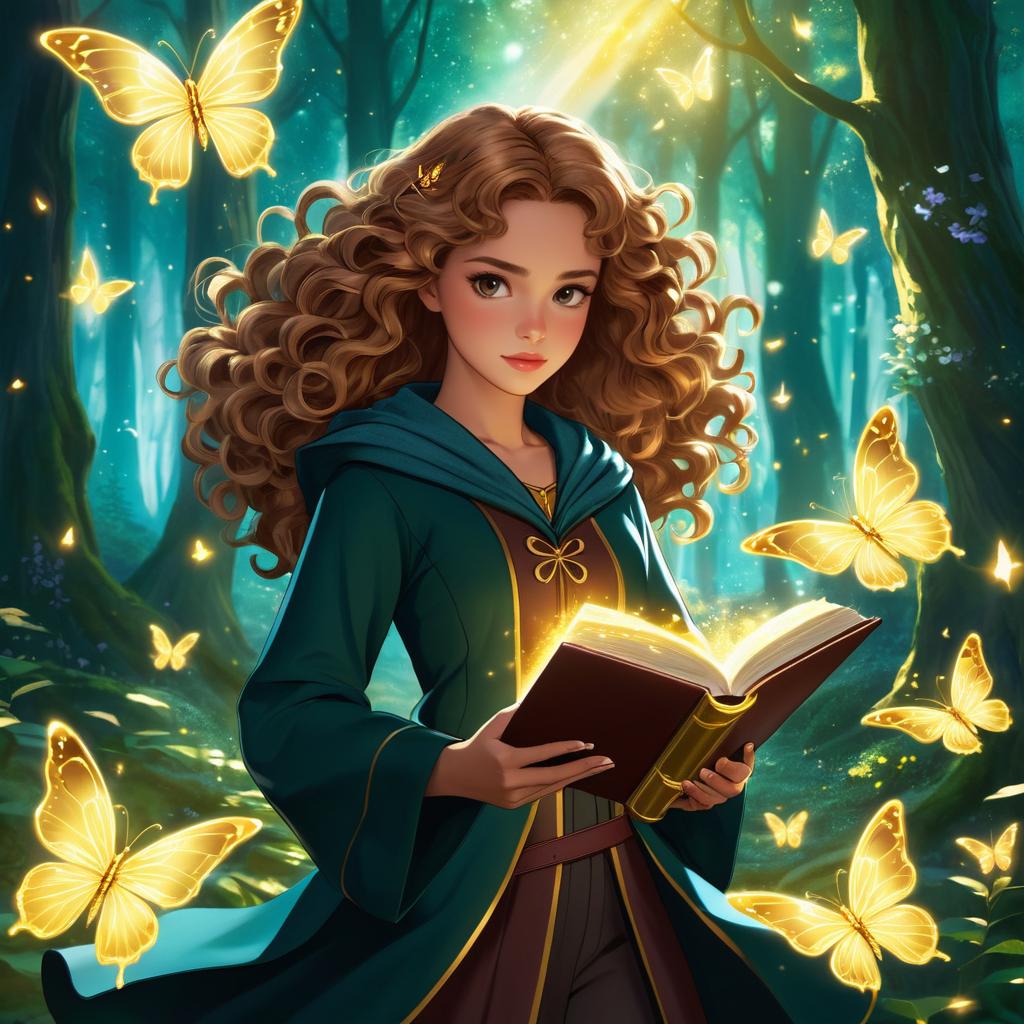 Enchanting Anime Hermione in a Mystic Forest