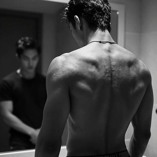 Muscular Man in Dimly Lit Room