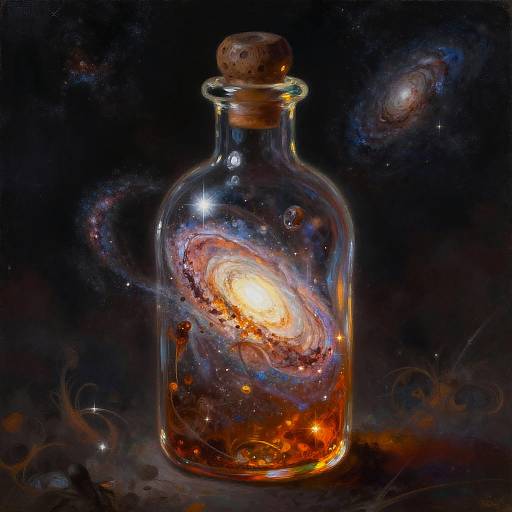 Whimsical Milky Way in Amber Bottle