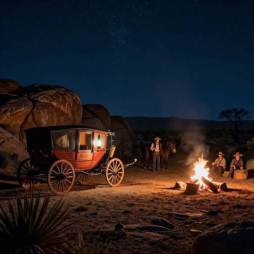 Starry Night Cowboy Camp Scene