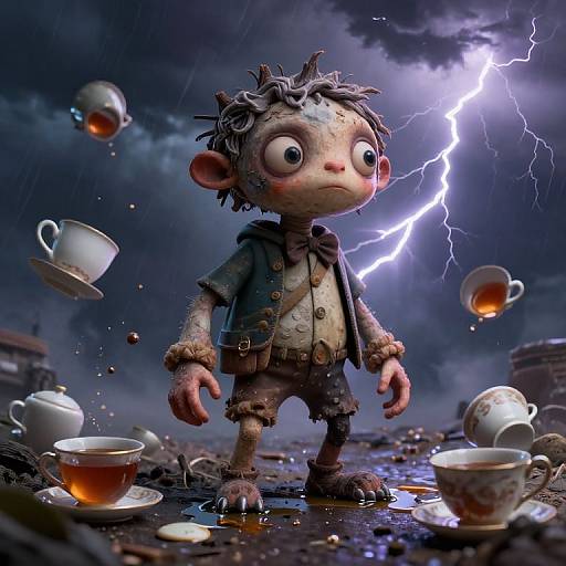 Whimsical Creature in Stormy Chaos
