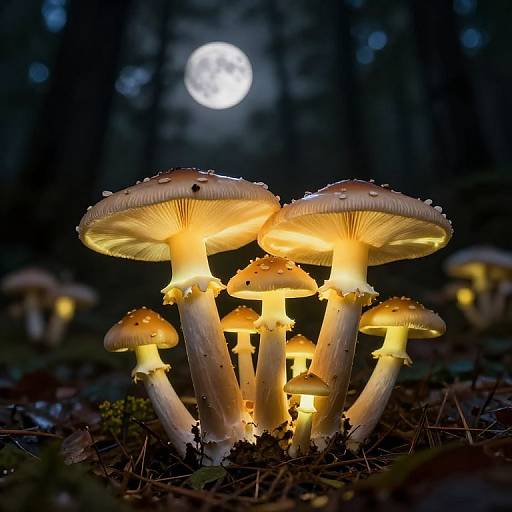 Bioluminescent Mushrooms in Moonlit Forest