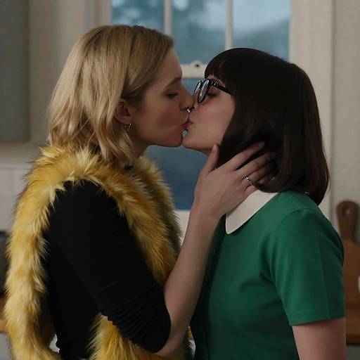 Intimate Kiss in a Modern Kitchen