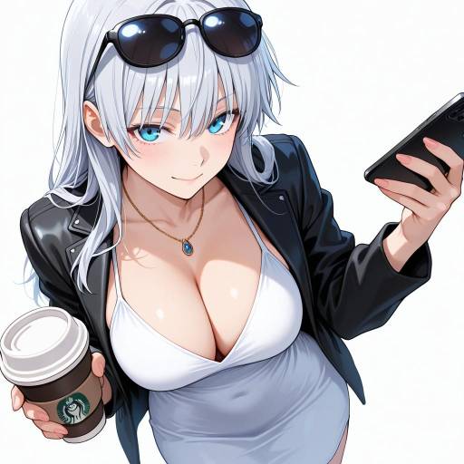 Elegant Girl with Coffee and Sunglasses