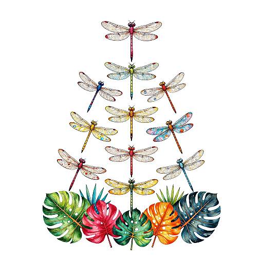 Vibrant Tropical Dragonfly Fabric Pattern