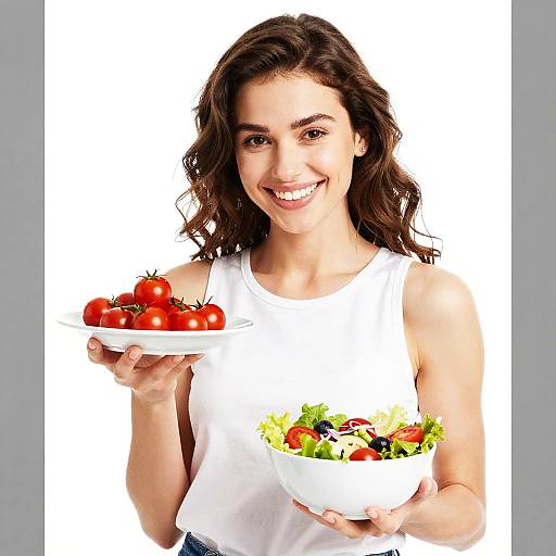 Smiling Woman with Fresh Salad