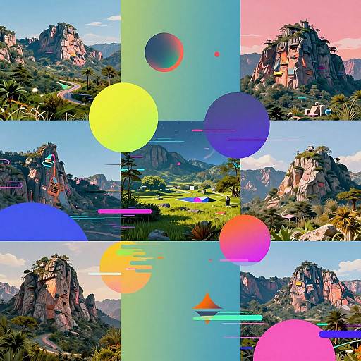 Futuristic Cyberpunk Nature Collage