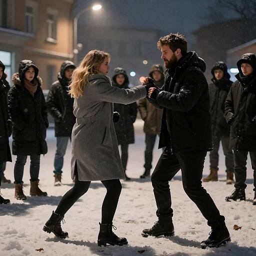 Snowy Night Street Fight — Blonde Punch