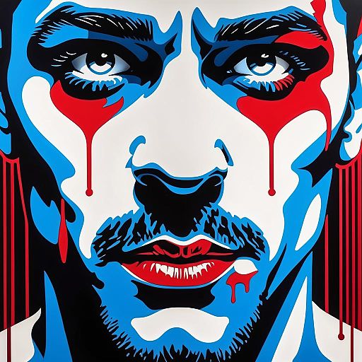 Dual Color Stencil Art of Intense Man