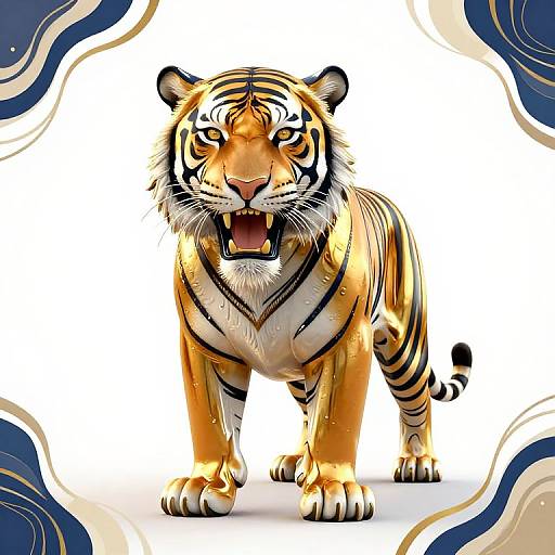 Futuristic Liquid Gold Tiger Render