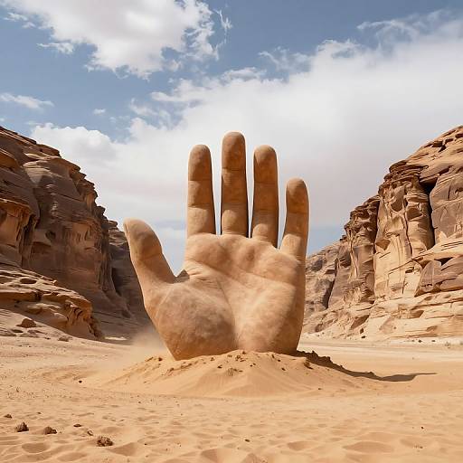 Colossal Hand Sculpting Desert Sand