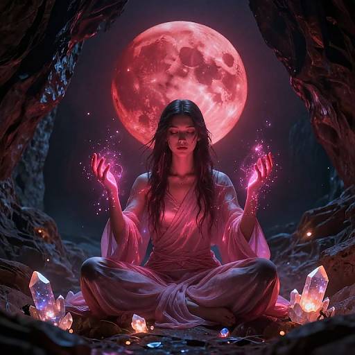 Meditating Under Blood-Red Moon