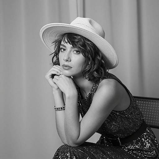 Elegant Woman in Black and White Photo