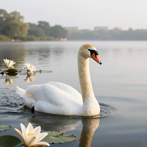 Graceful Swan on Calm Lake