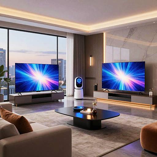 Futuristic Living Room with Smart Tech