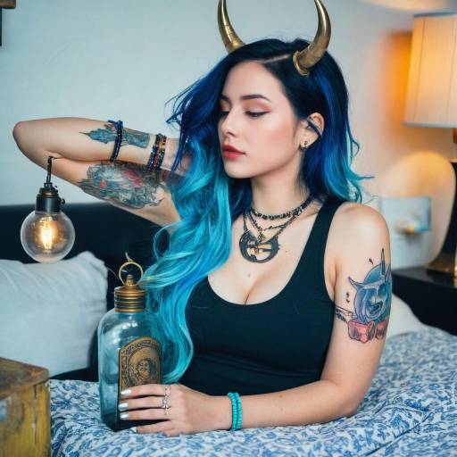 Elegant Solo Girl with Unique Tattoos