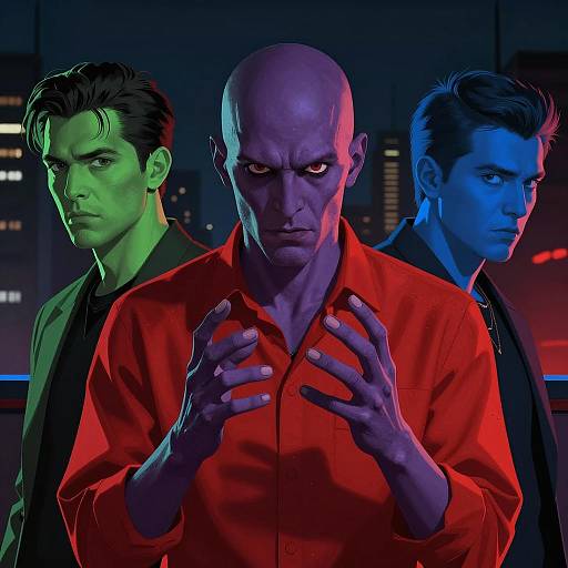 Three Intense Men in Digital Art