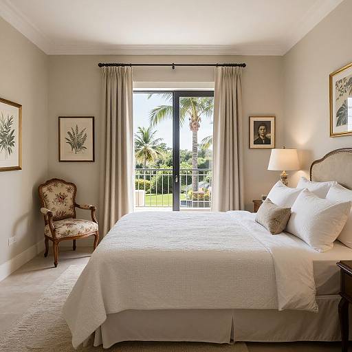 Elegant Bedroom with Balcony View