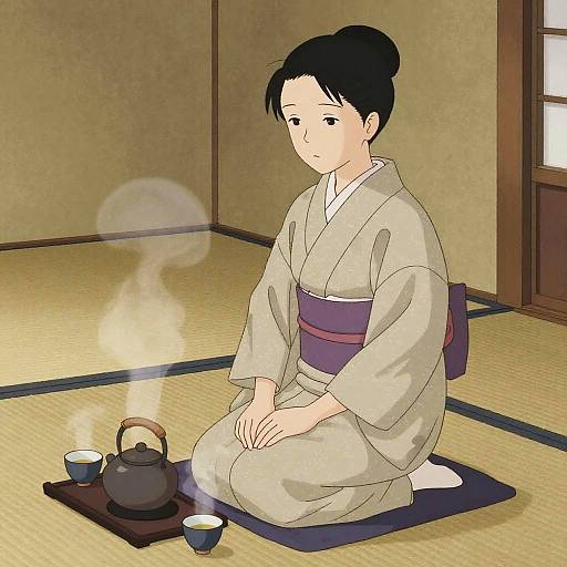 Timid Tea Server in Tatami Room