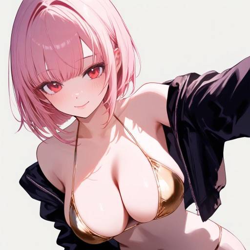 Mori Calliope in Gold Bikini