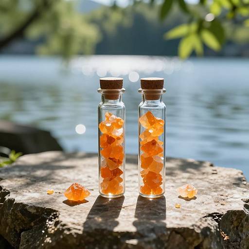 Vibrant Orange Crystals by Lakeside