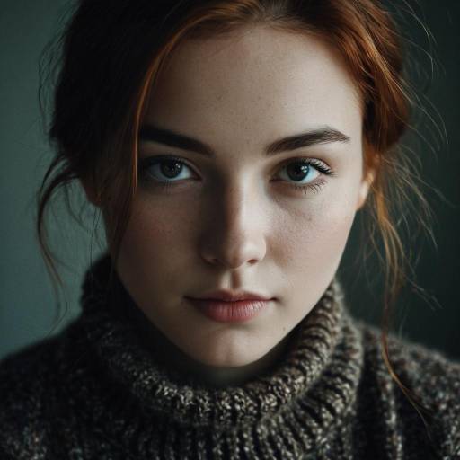 Close-up Portrait of Young Woman with Freckles