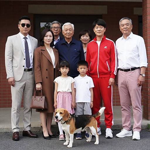 Family Portrait Outside a Brick Building
