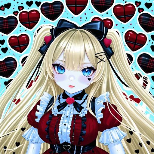 Illustration of Akai haato (gothic lolita), hololive in the style of Batrobin k