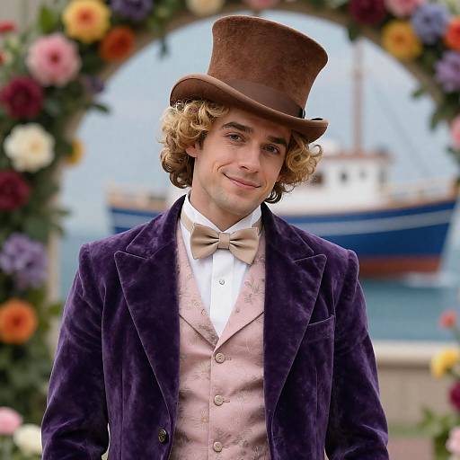 Charming Man in Colorful Floral Setting