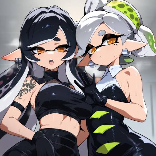 Anime Style Intense Duo in Black Outfits