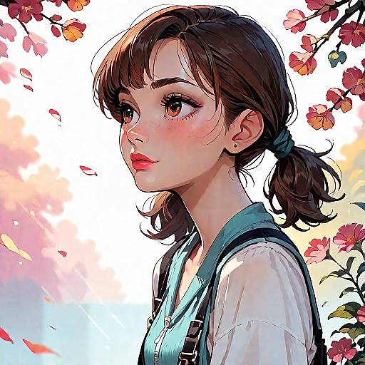 Bright Summer Anime Girl Portrait