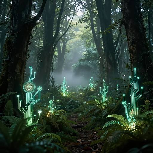 Enchanted Forest with Digital Glow