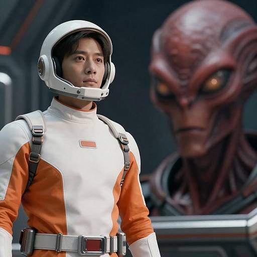 Dramatic Sci-Fi Showdown: Hero vs Alien