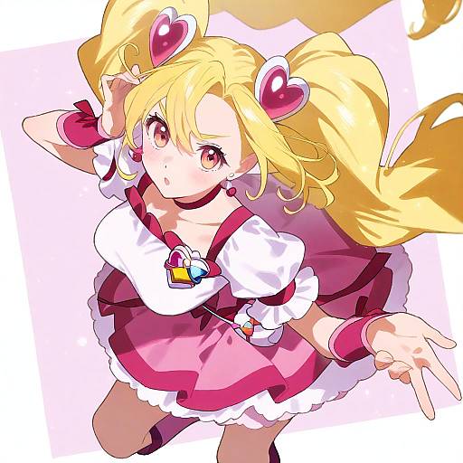 Illustration of Cure peach, precure in the style of Booota