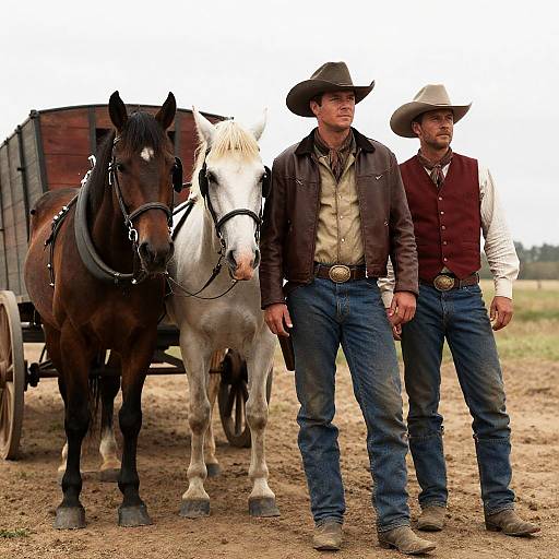 Classic Old Western Scene with Cowboys