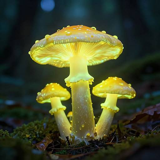 Neon Yellow Bioluminescent Mushroom