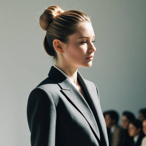 Fashion Model with Chignon Hairstyle in Tailored Suit Fashion Model with Chignon Hairstyle in Tailored Suit