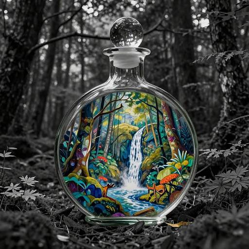Monochrome Forest in Glass Bottle