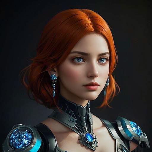 Majestic Female Cyborg Portrait in 8K