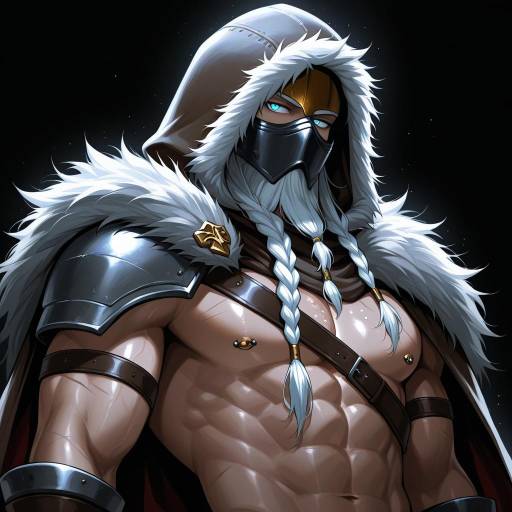 Brawny Warrior in Dark Armor Portrait Brawny Warrior in Dark Armor Portrait